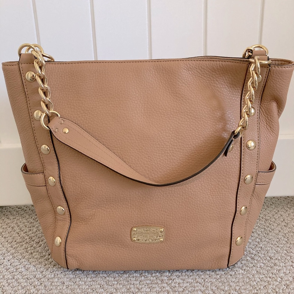 NWT! “Delancy” LG Leather Studded Shoulder Bag by Michael Kors